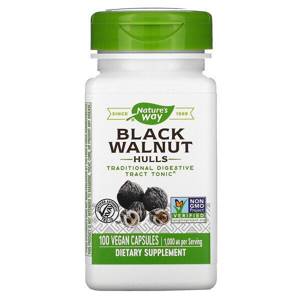 Nature's Way, Черный орех, отруби, 500 мг, 100 капсул