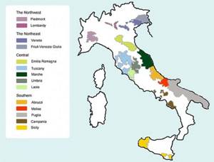 Регионы производства вина в Италии